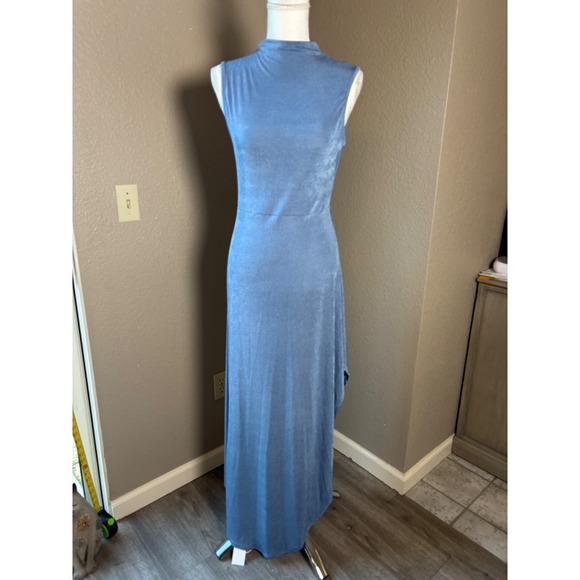 Cider Dresses & Skirts - Cider Blue Mock Neck Sleeveless High Low Maxi Dress Medium NWT